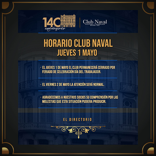 Horario Club Naval 1° de Mayo