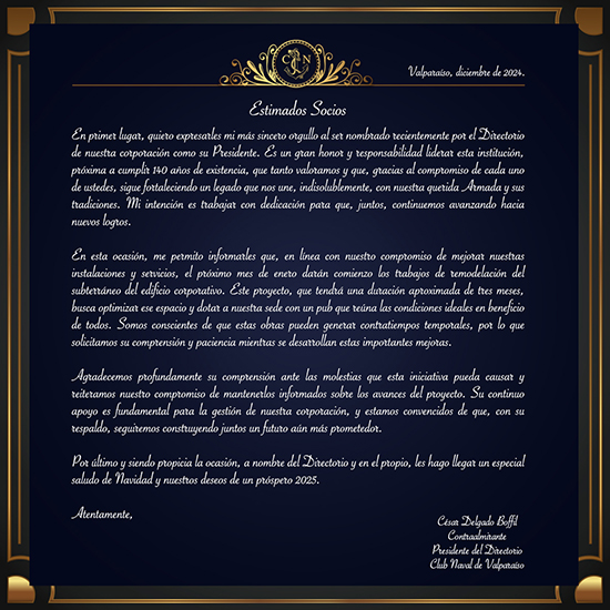 Carta del Presidente - Diciembre 2024