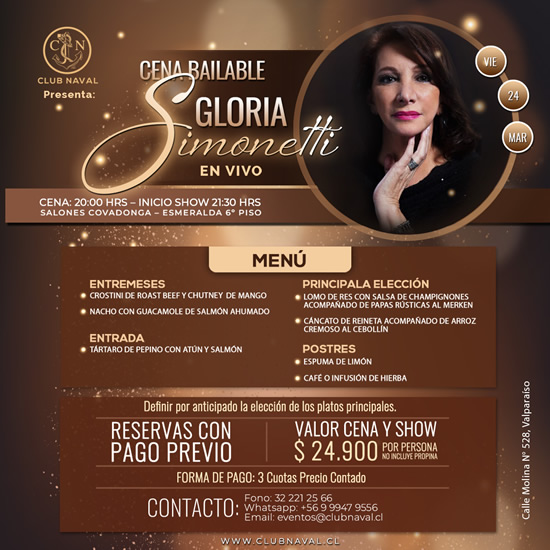 Cena Bailable Gloria Simonetti