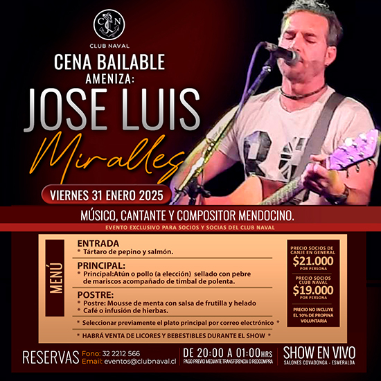 Cena bailable, ameniza Jose Luis Miralles