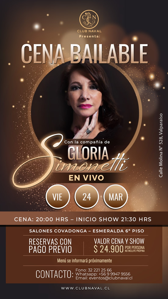 Cena Bailable en la compañía de Gloria Simonetti