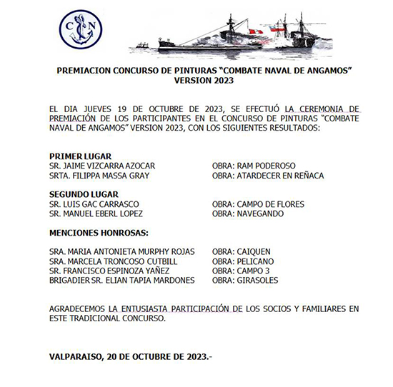 Premiación Concurso de Pinturas "Combate Naval de Angamos" 2023