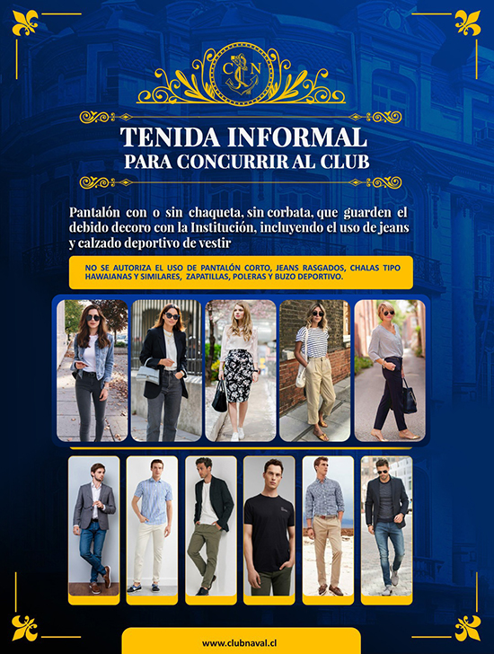 Tenida informal para concurrir al Club