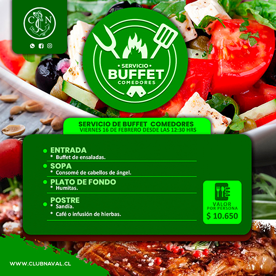 Servicio de Buffet Comedores - Viernes 16 de Febrero