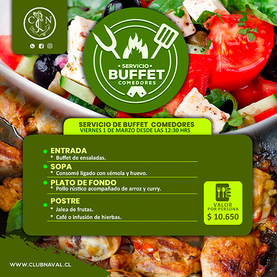 Servicio de Buffet Comedores - Viernes 1 de Marzo