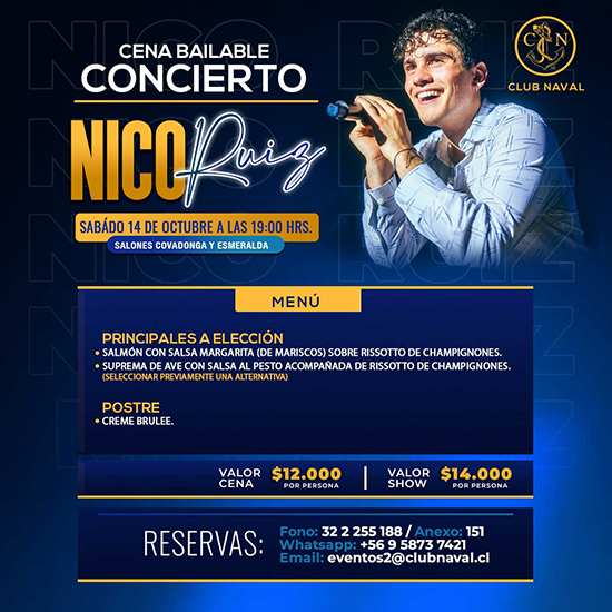 Cena Bailable Concierto Nico Ruiz