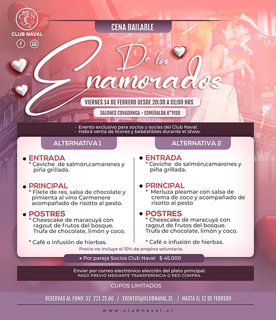 Cena Bailable - Día de los Enamorados