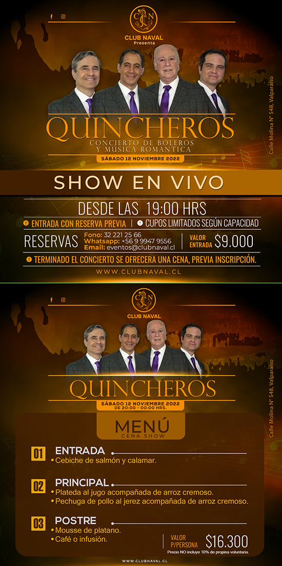 Quincheros en Vivo y Menú Cena Show