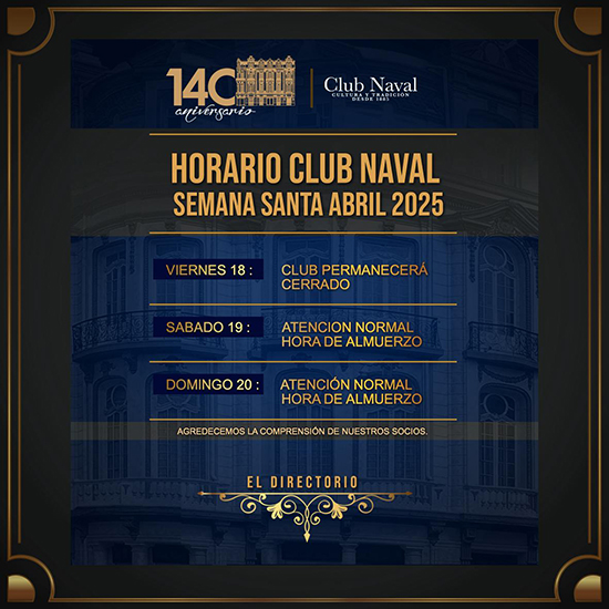Horario Club Naval Semana Santa