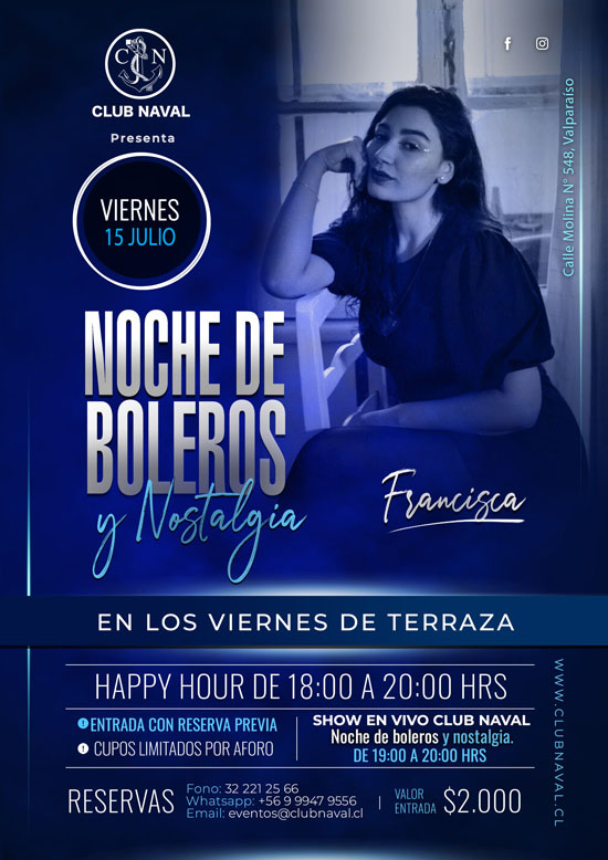 15 de Julio - Noche Boleros y Nostalgia con Francisca